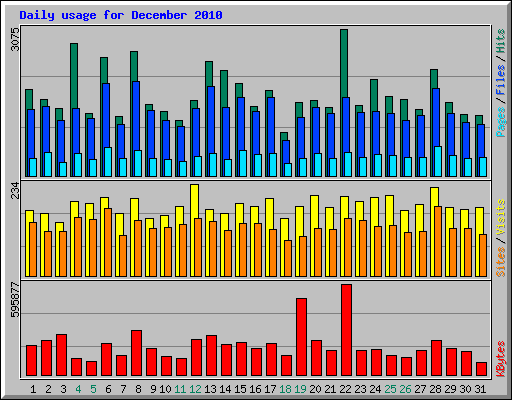 Daily usage for December 2010