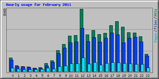 Hourly usage for February 2011