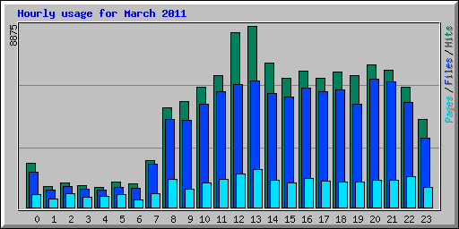 Hourly usage for March 2011